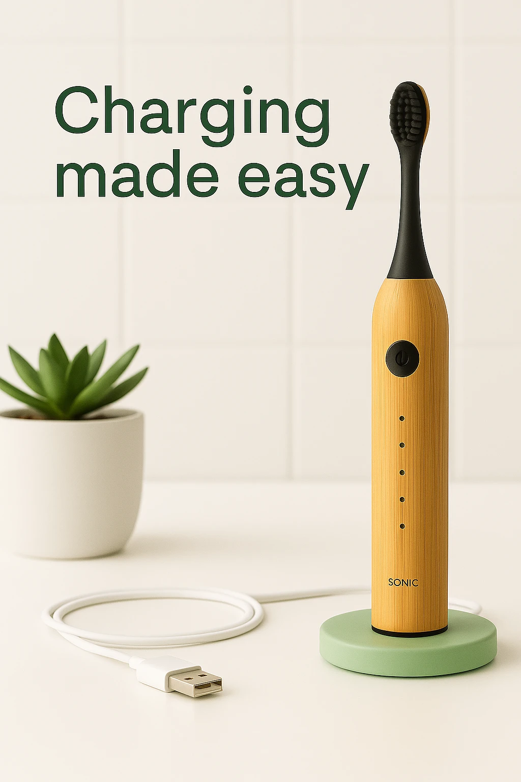 Wireless Charging Bamboo Toothbrush